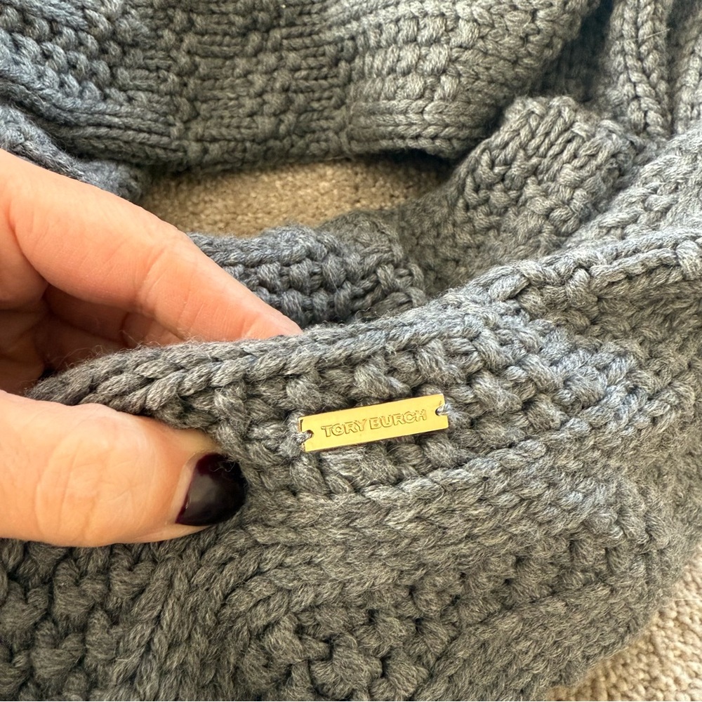Tory Burch Grey Merino Wool Snood - Picture 2 of 3